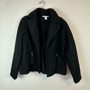 Carole Wren | Black Sherpa Open Front Jacket Size XL
